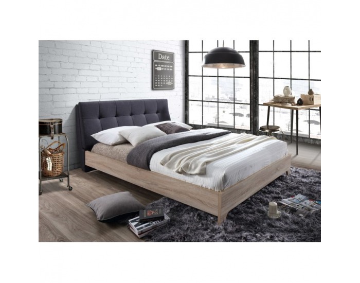 Manželská posteľ s roštom Loran 160 - dub sonoma / sivá