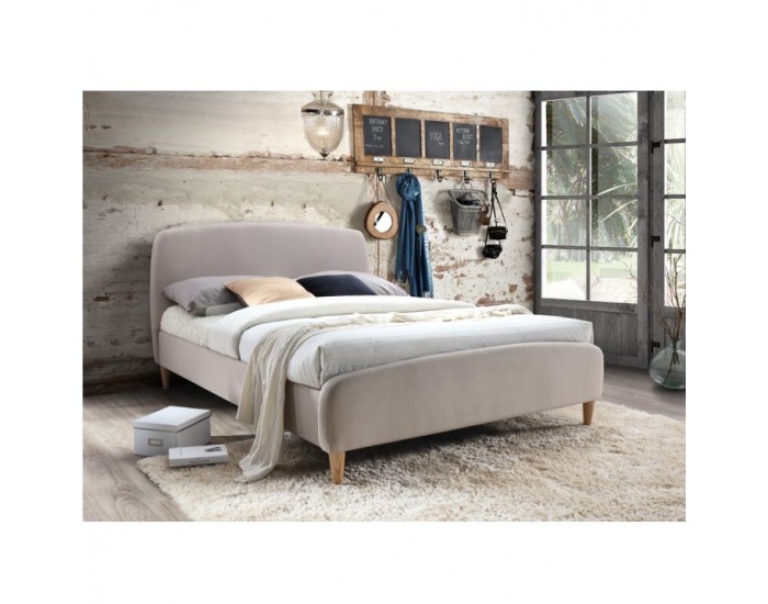 Čalúnená manželská posteľ s roštom Rupa 180 - béžová / dub