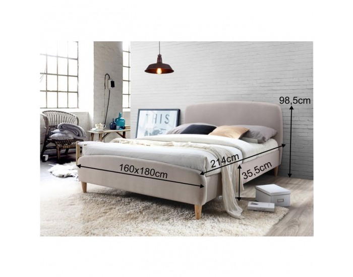 Čalúnená manželská posteľ s roštom Rupa 180 - béžová / dub