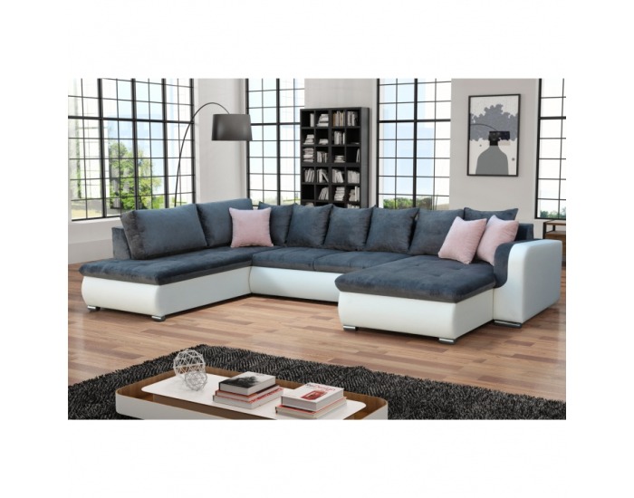 Rohová sedačka s rozkladom Kastor L - biela / sivá