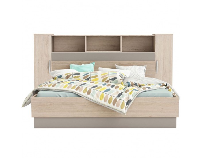 Panel k posteli so skrinkami Graphic Typ 4 - dub arizona / sivá