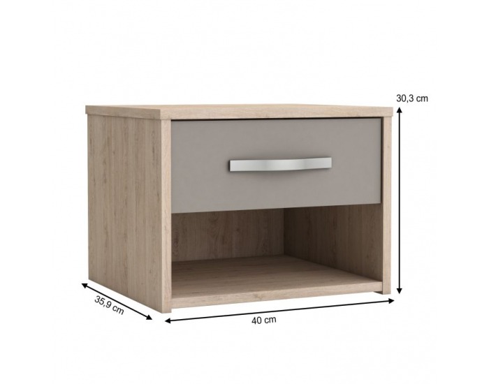 Nočný stolík Graphic Typ 5 - dub arizona / sivá