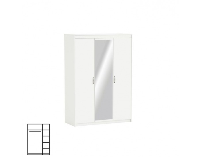 Šatníková skriňa so zrkadlom Ambian 3D - biela