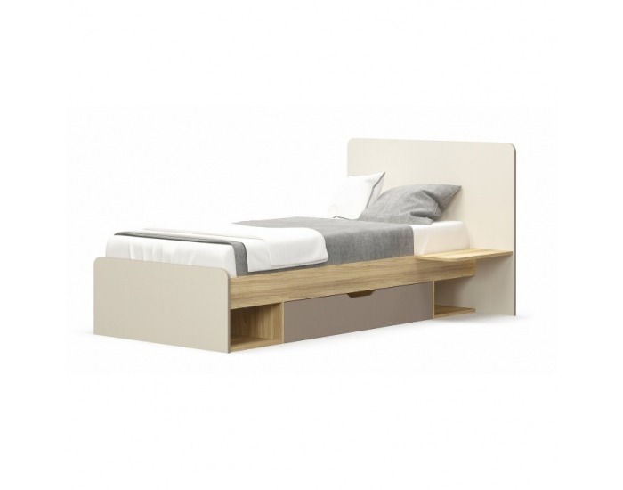 Posteľový rám s úložným priestorom Lotty 1S/90 - dub jačmenný / champagne / cappuccino