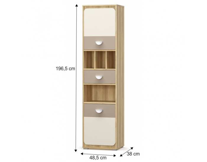 Regál Lotty 2D1S/50 - dub jačmenný / champagne / cappuccino