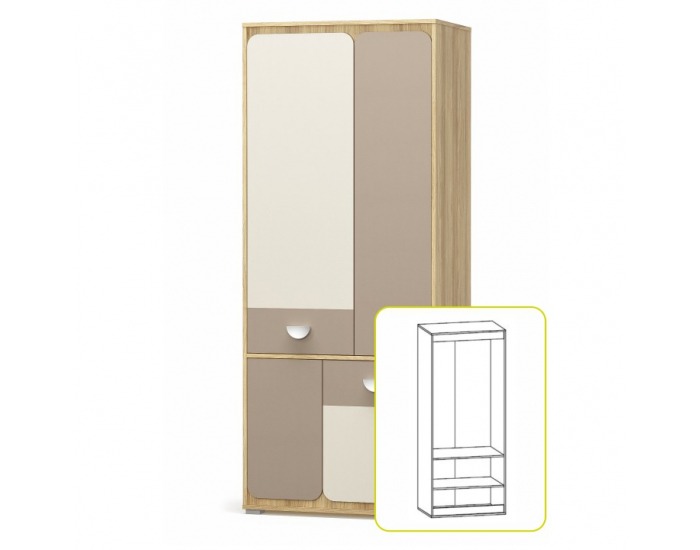 Šatníková skriňa Lotty 4D - dub jačmenný / champagne / cappuccino