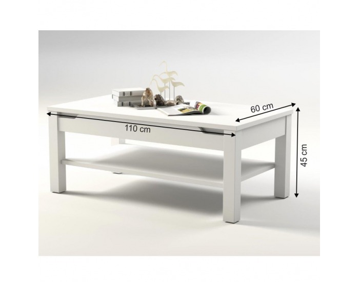 Konferenčný stolík Adonis AS 96 - biela / biely vysoký lesk