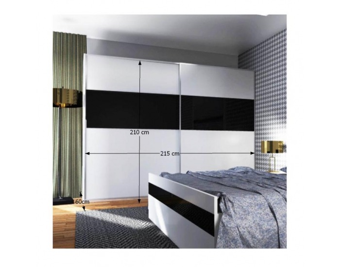 Spálňa Devon - biela / čierny lesk