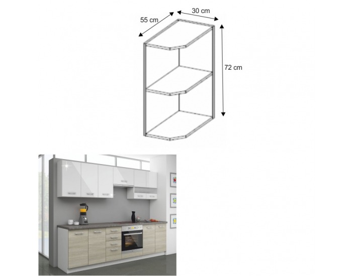 Dolná kuchynská skrinka Lewis 30 D ZAK BB - biela