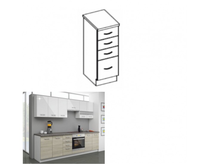 Dolná kuchynská skrinka Lewis 40 D 4S ZB - dub late