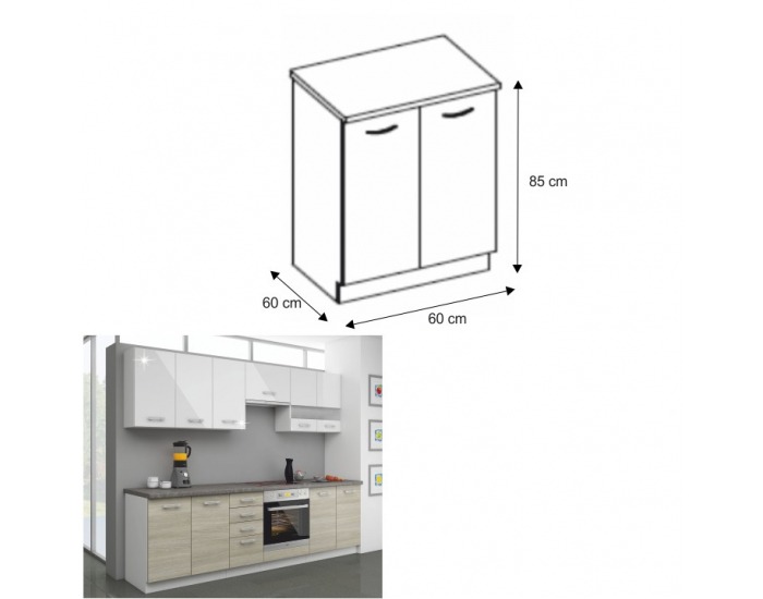 Dolná kuchynská skrinka Lewis 60 D 2F ZB - dub late
