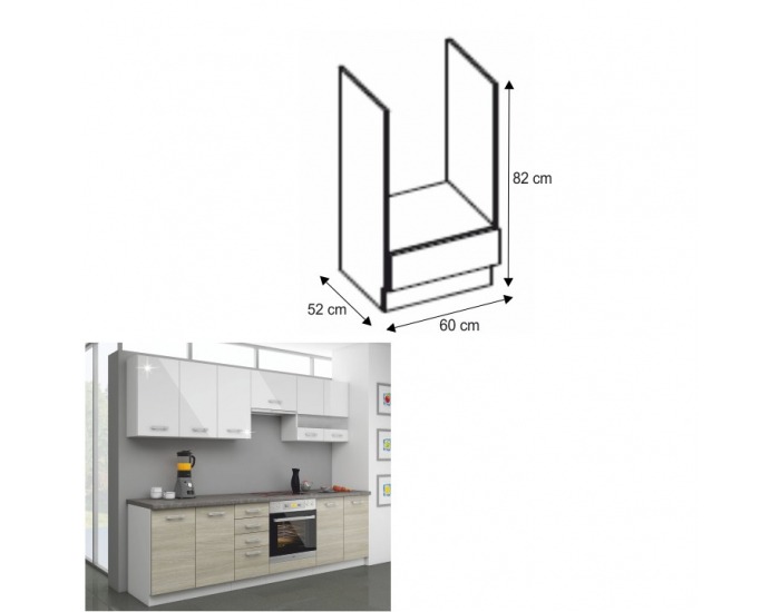 Kuchynská skrinka na sporák Lewis 60 DG BB - dub late