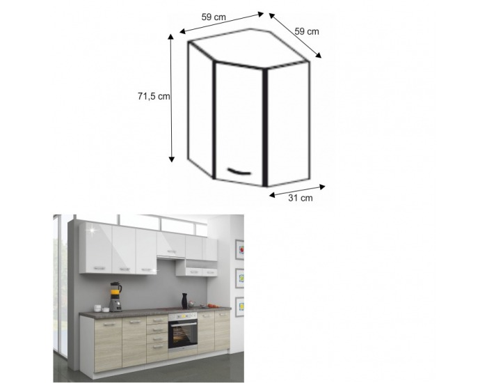 Horná kuchynská skrinka Lewis 60/60 NAR G-72 - biely vysoký lesk