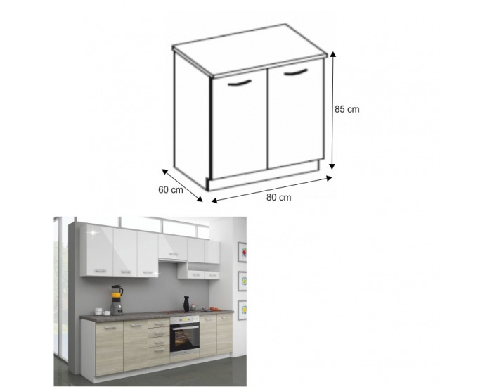 Dolná kuchynská skrinka Lewis 80 D 2F ZB - dub late