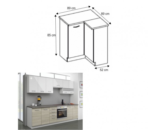 Dolná rohová kuchynská skrinka Lewis 90/90 DN ZB - dub late