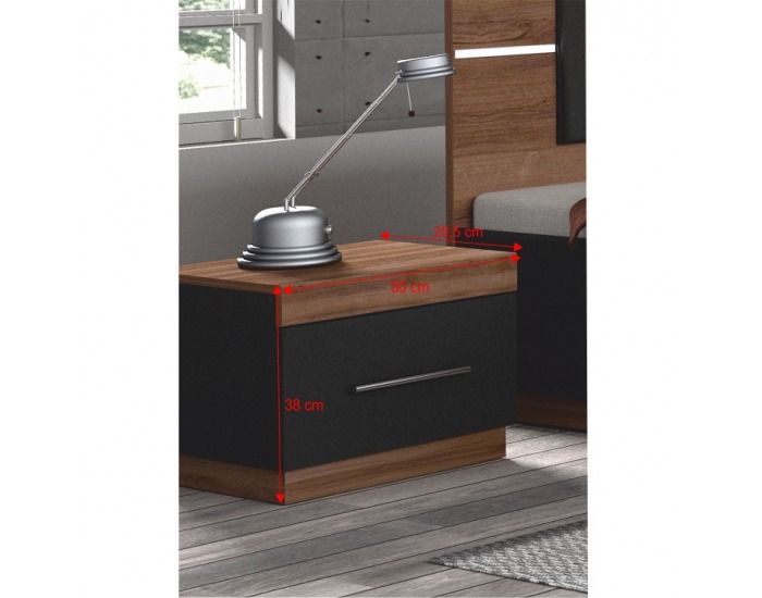 Nočný stolík Degas - orech / čierna