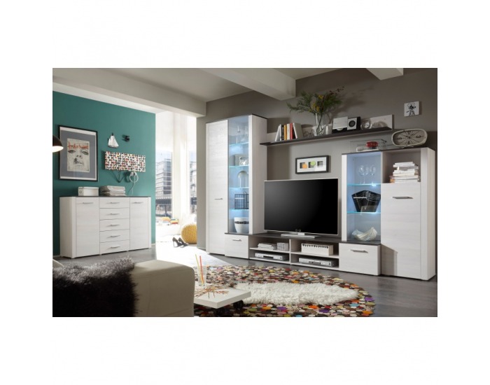 Dvojdverová komoda Dastan - biela / tmavohnedá touchwood