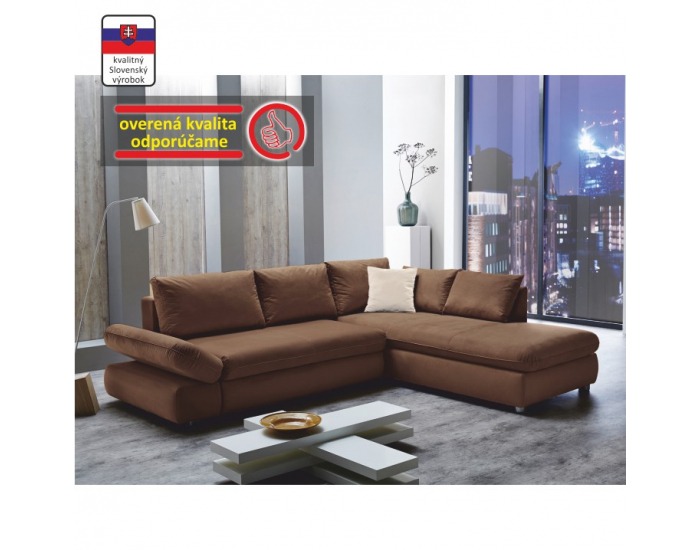 Rohová sedačka s rozkladom a úložným priestorom Sylt L/P - hnedá
