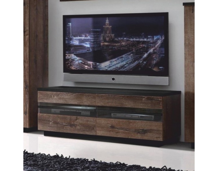 TV stolík s osvetlením Barbo Typ 1 - dub tmavý / čierna