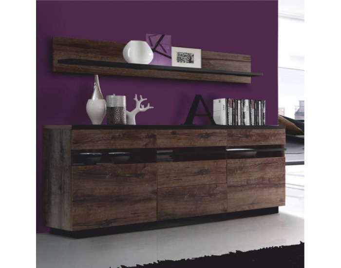 Vitrína s osvetlením Barbo Typ 3 - dub tmavý / čierna