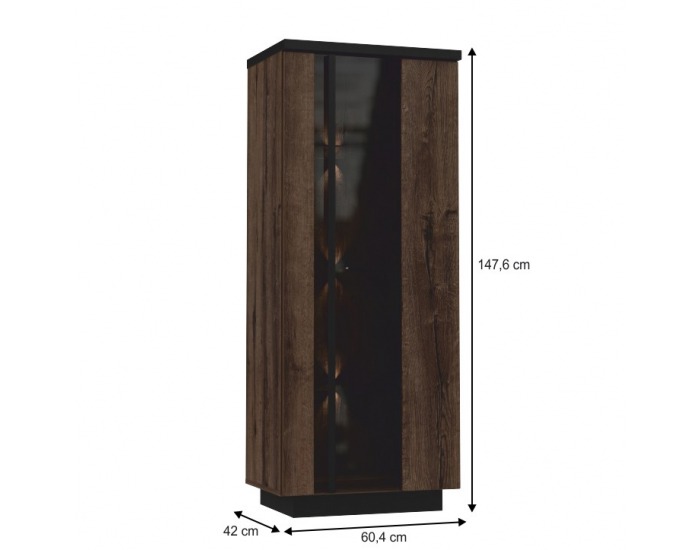 Vitrína s osvetlením Barbo Typ 7 - dub tmavý / čierna