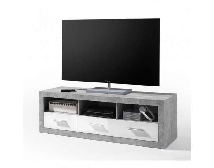 TV stolík Slone 6 - biely lesk / sivý betón