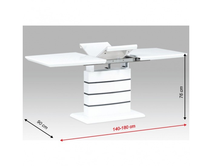 Rozkladací jedálenský stôl Medan - biely vysoký lesk