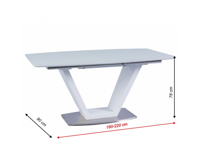 Rozkladací jedálenský stôl Perak - biely vysoký lesk