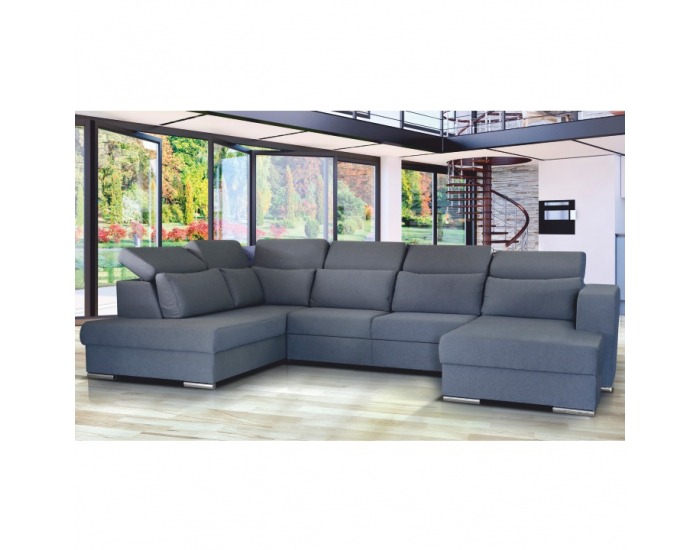 Rohová sedačka U s rozkladom a úložným priestorom Cedar L - sivá