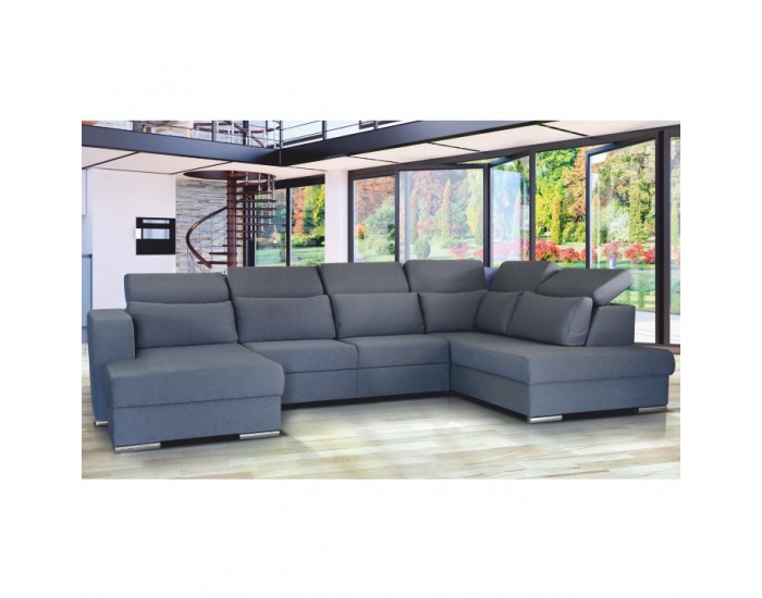 Rohová sedačka U s rozkladom a úložným priestorom Cedar P - sivá