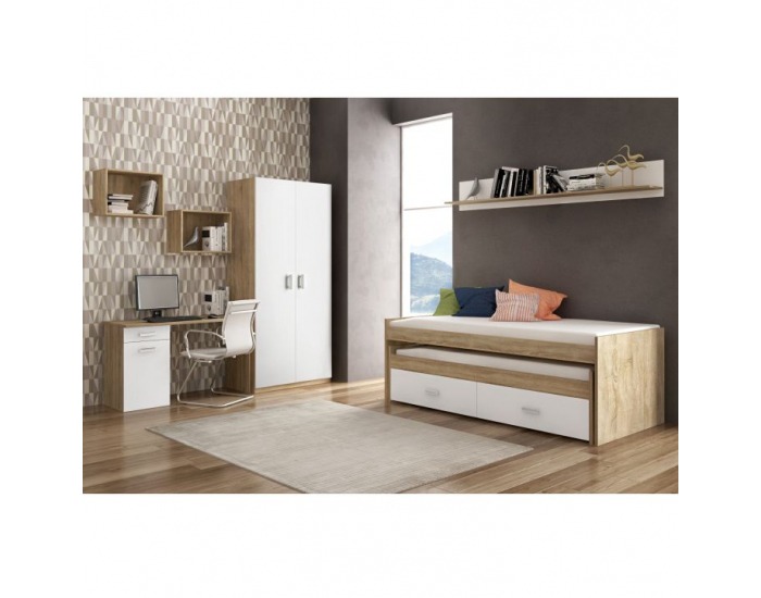 Posteľový rám s úložným priestorom Terni Typ 3 90 - dub sonoma / biela