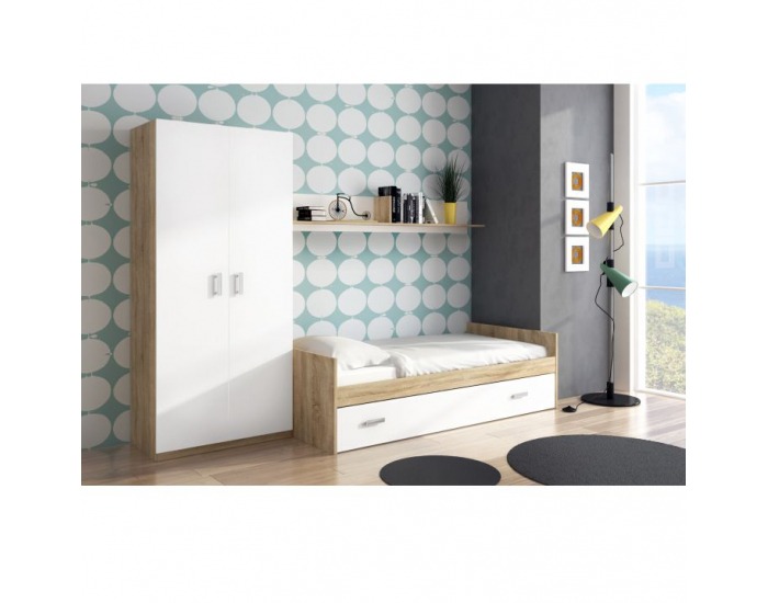 Posteľový rám s úložným priestorom Terni Typ 3 90 - dub sonoma / biela