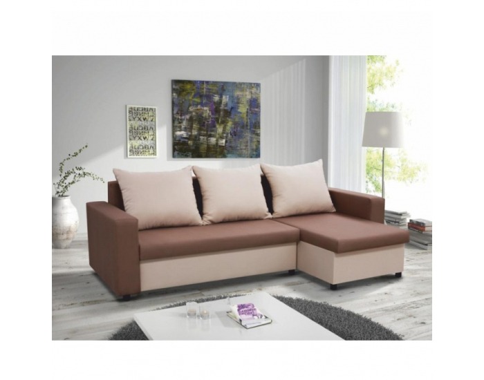 Rohová sedačka s rozkladom a úložným priestorom Ivonne P - hnedá / béžová