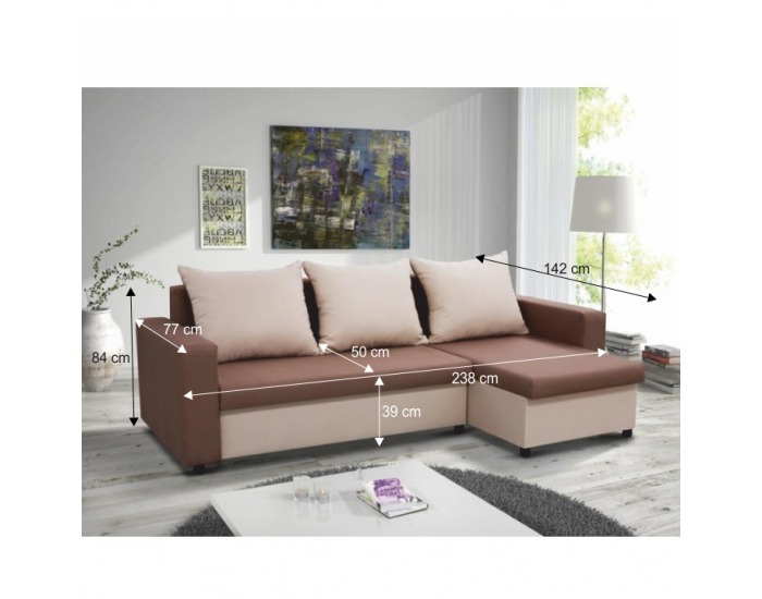 Rohová sedačka s rozkladom a úložným priestorom Ivonne P - hnedá / béžová