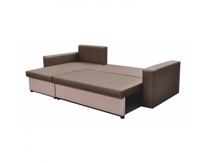 Rohová sedačka s rozkladom a úložným priestorom Ivonne L - hnedá / béžová