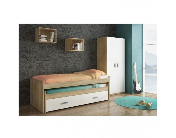 Posteľový rám s úložným priestorom Terni Typ 3 90 - dub sonoma / biela