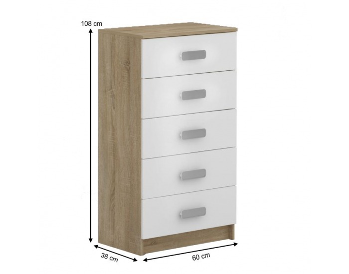 Zásuvková komoda Terni Typ 6 - dub sonoma / biela