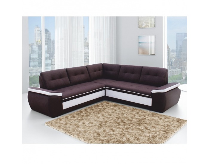 Rohová sedačka s rozkladom Marco L - čokoládová / smotanová