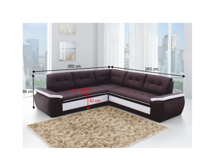 Rohová sedačka s rozkladom Marco P - čokoládová / smotanová