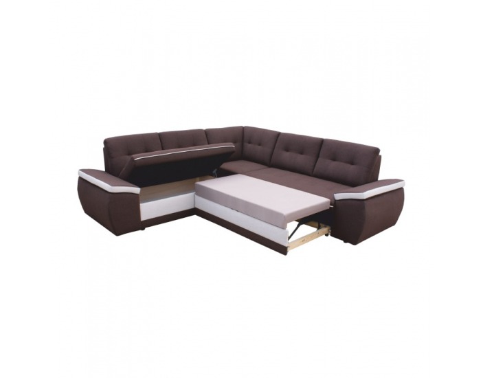 Rohová sedačka s rozkladom Marco P - čokoládová / smotanová