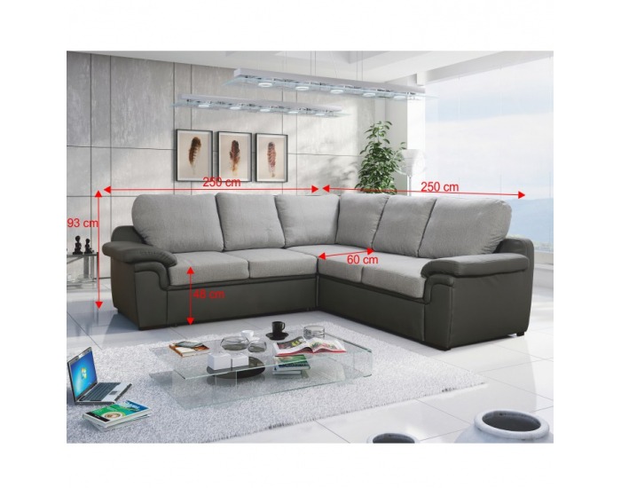 Rohová sedačka s rozkladom a úložným priestorom Even L/P - tmavosivá / sivá