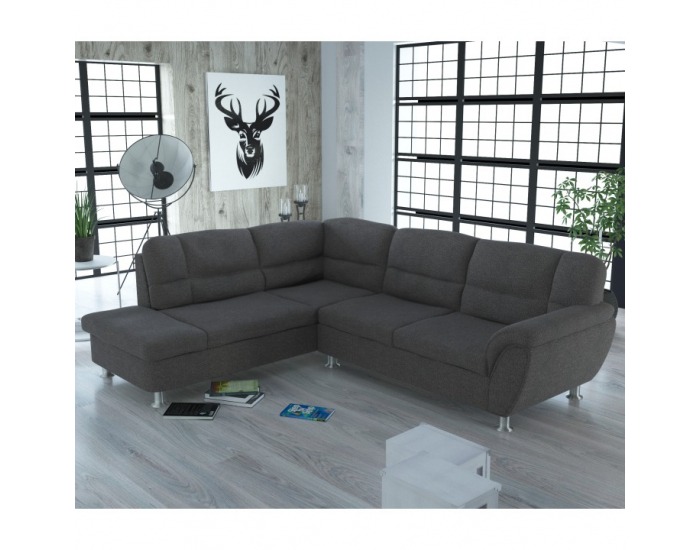 Rohová sedačka s rozkladom Omega L - hnedosivá