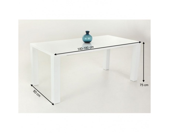 Rozkladací jedálenský stôl Asper 1 - biely vysoký lesk