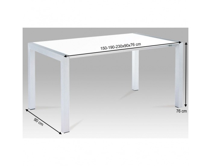 Rozkladací jedálenský stôl Daro - biely vysoký lesk / strieborná