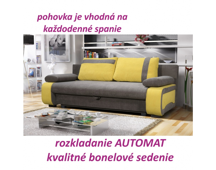Rozkladacia pohovka s úložným priestorom Bolivia New - sivá / žltá