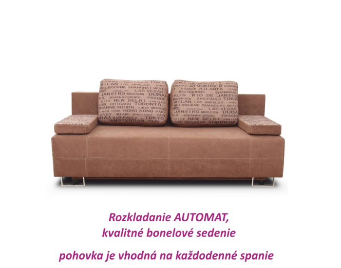 Rozkladacia pohovka s úložným priestorom Elize New - hnedá / vzor