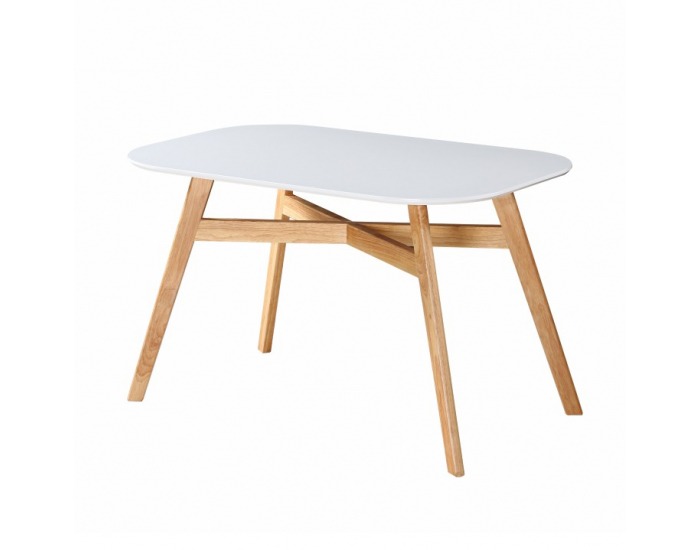 Jedálenský stôl Cyrus - biela / prírodná