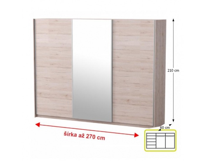 Skriňa s posuvnými dverami Miran New 3D - dub san remo / biela