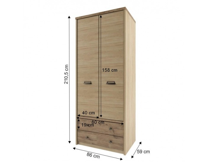 Šatníková skriňa Diaz 2D2S - dub madura / wellington