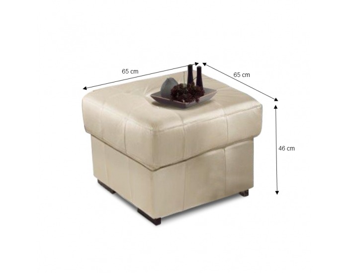 Kožená taburetka Trek - biela koža (Yak M6901)